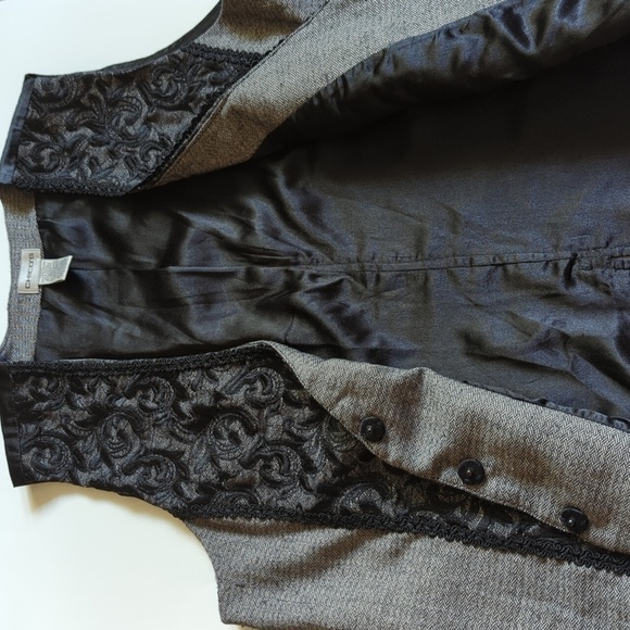 Chico's Vintage Vest Wool Black Embroidered Academia Size 2 Y2K Preppy Grunge - Picture 13 of 13